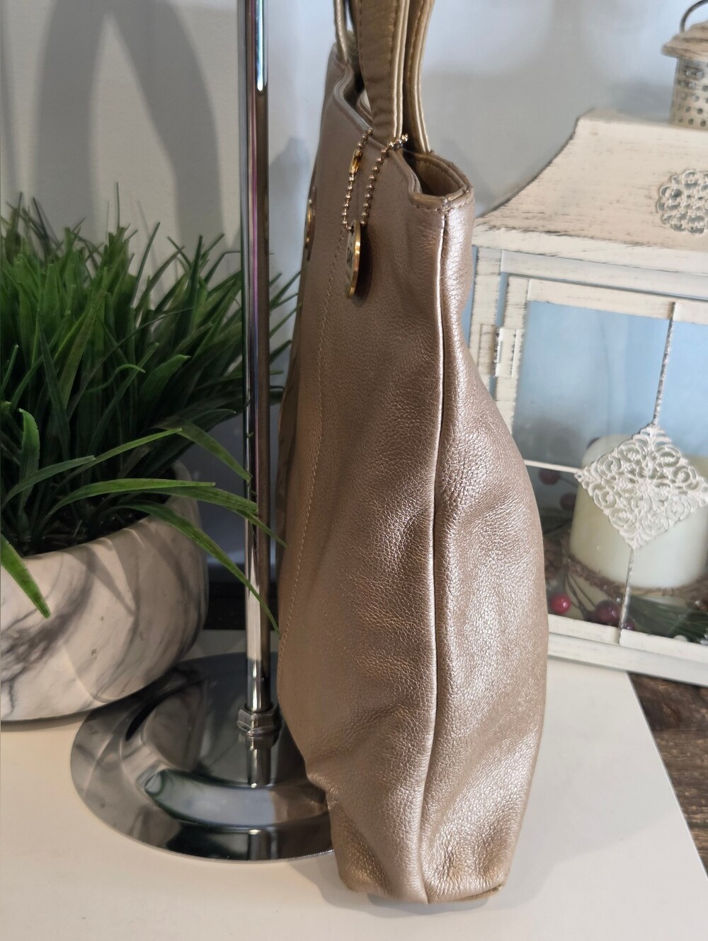 The Sak Metallic Gold Leather Tote Bag - Picture 3 of 16
